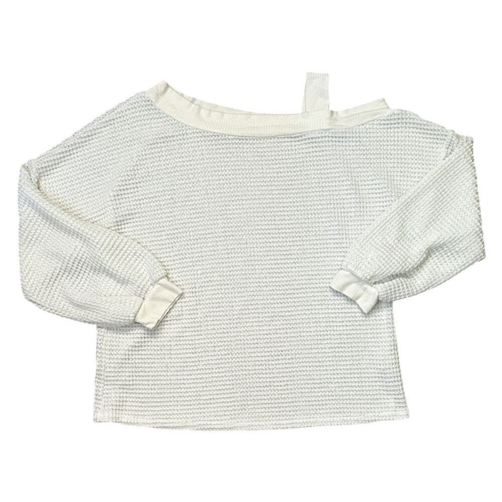 Magnolia Boutique Off The Shoulder Rib Knit Cuff White Top Medium